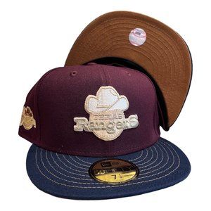 New Era Texas Rangers 59FIFTY Fitted Hat Cap 50th Year Side Patch